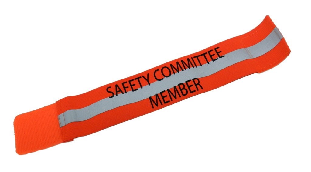 UNISEX REFLECTIVE ELASTIC ARM BAND –  SAFETY COMMITTEE MEMBER – Orange