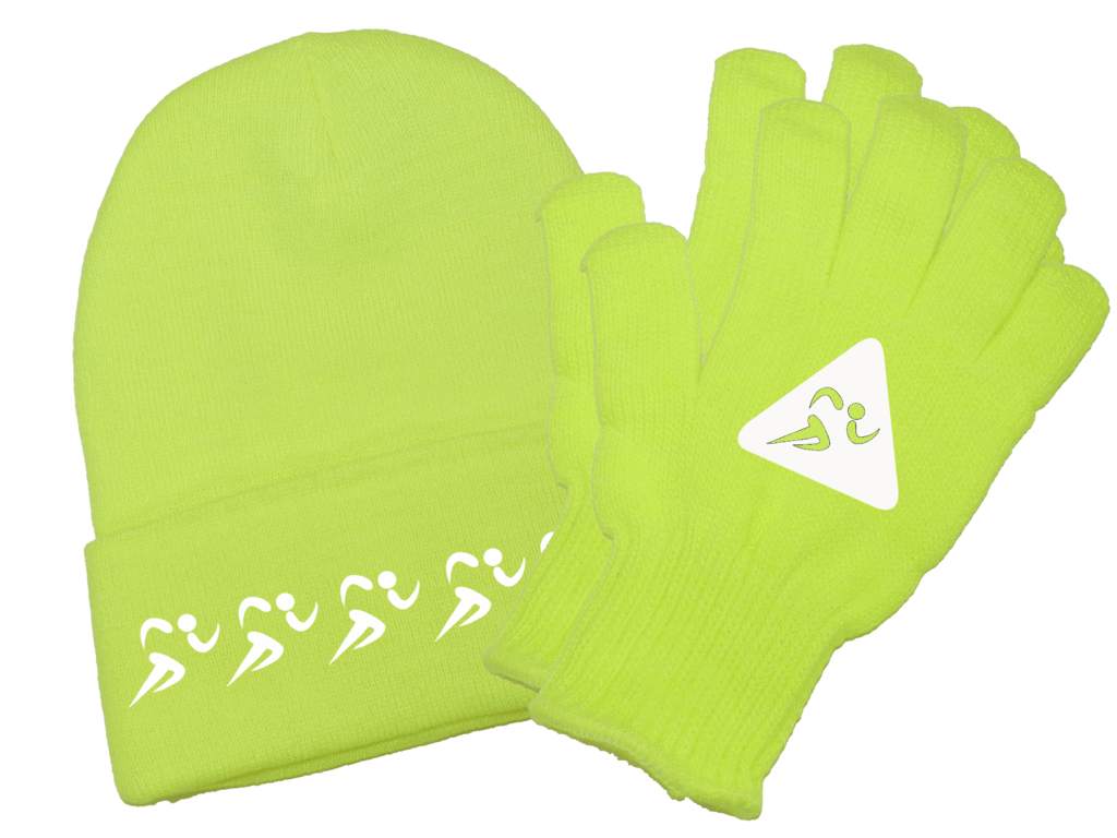 UNISEX REFLECTIVE BEANIE GLOVE COMBO – RUNNERS - Lime Yellow
