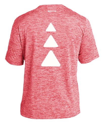 Men's Reflective Short Sleeve Shirt - Triangles - Red Heather - Back