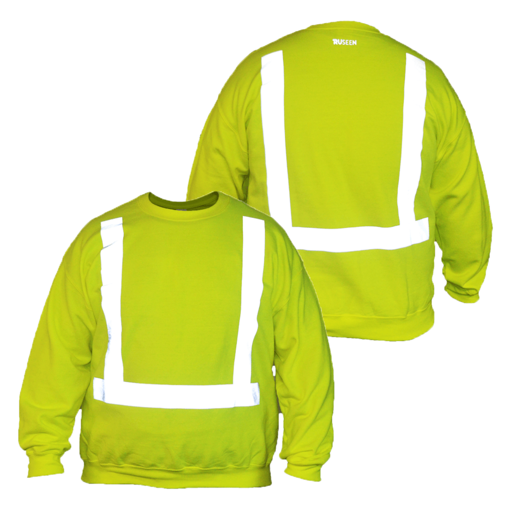 UNISEX HI VIS LONG SLEEVE SWEATSHIRT ANSI CLASS 2 - Front & Back – Lime Yellow
