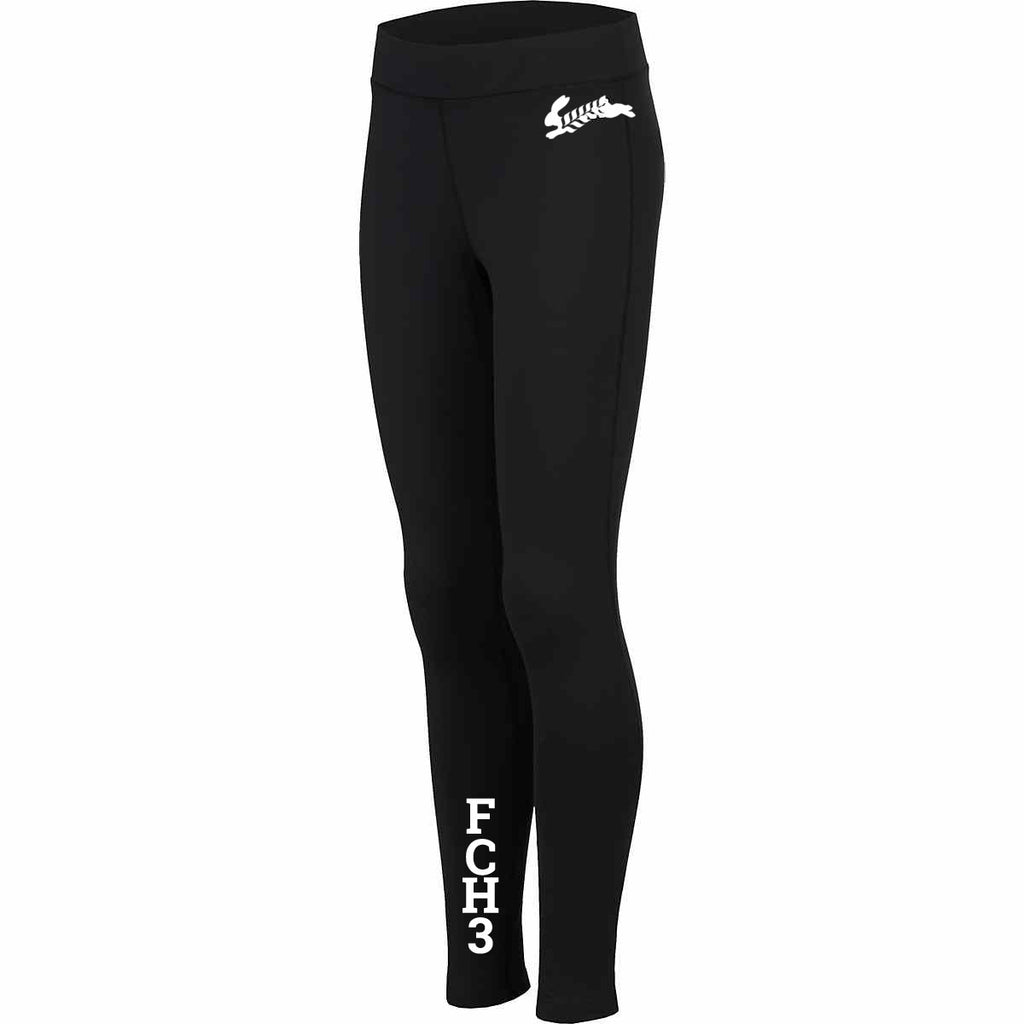 WOMEN'S REFLECTIVE TIGHTS - FLOUR CITY H3 - FCH3 - Front - Black