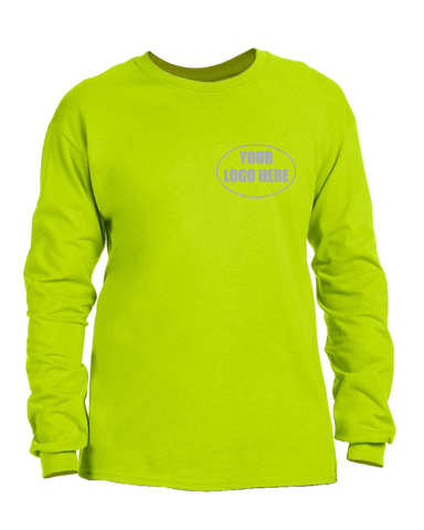 High Visibility Long Sleeve Shirt With Reflective Custom Logo - Front - Safety Green