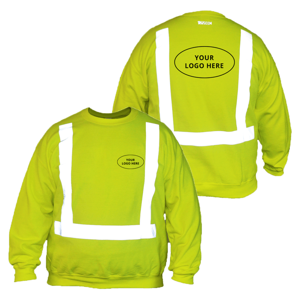 ANSI Reflective Sweatshirt with Custom Logo - Front & Back - Safety Yellow