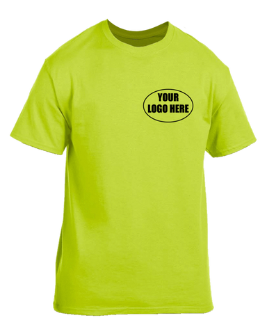 High Visibility Short Sleeve Graphic Shirt With Custom Logo - Front - Safety Yellow