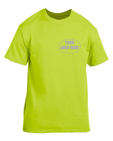 High Visibility Short Sleeve Shirt With Reflective Custom Logo - Front - Safety Green