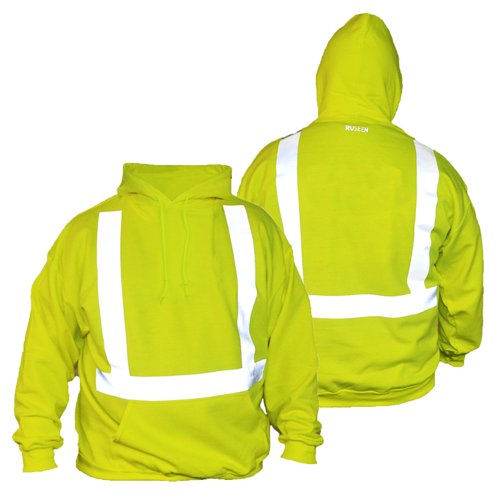 ANSI Reflective Hooded Sweatshirt - Front & Back - Safety Yellow