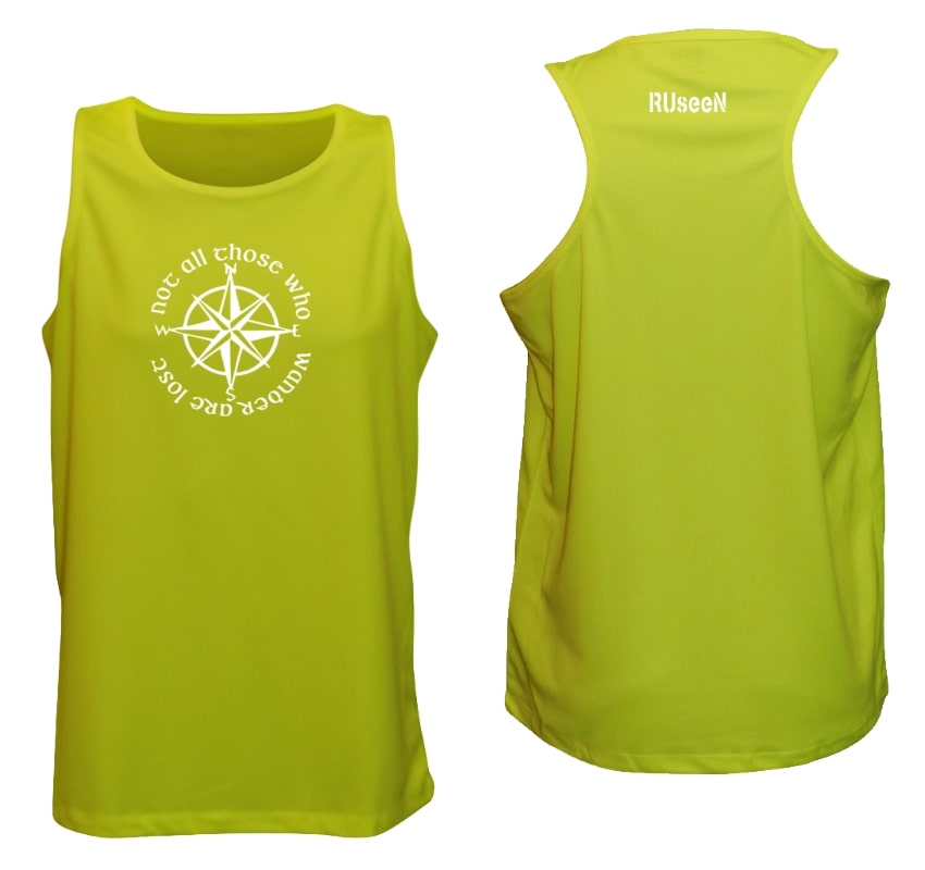 Men's Reflective Tank Top - Compass - Lime Yellow