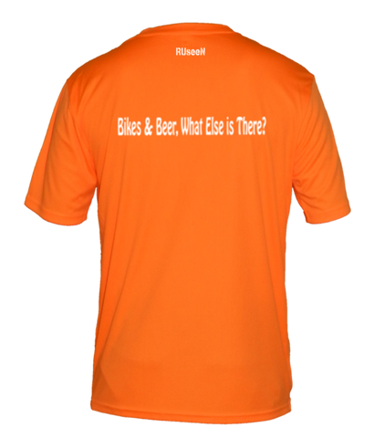 Men's Reflective Short Sleeve Shirt - Bikes & Beer - Back - Orange