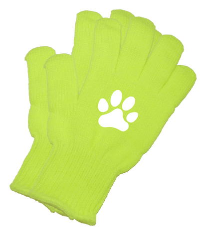 Reflective Knit Gloves - Paws - Combo - Lime Yellow
