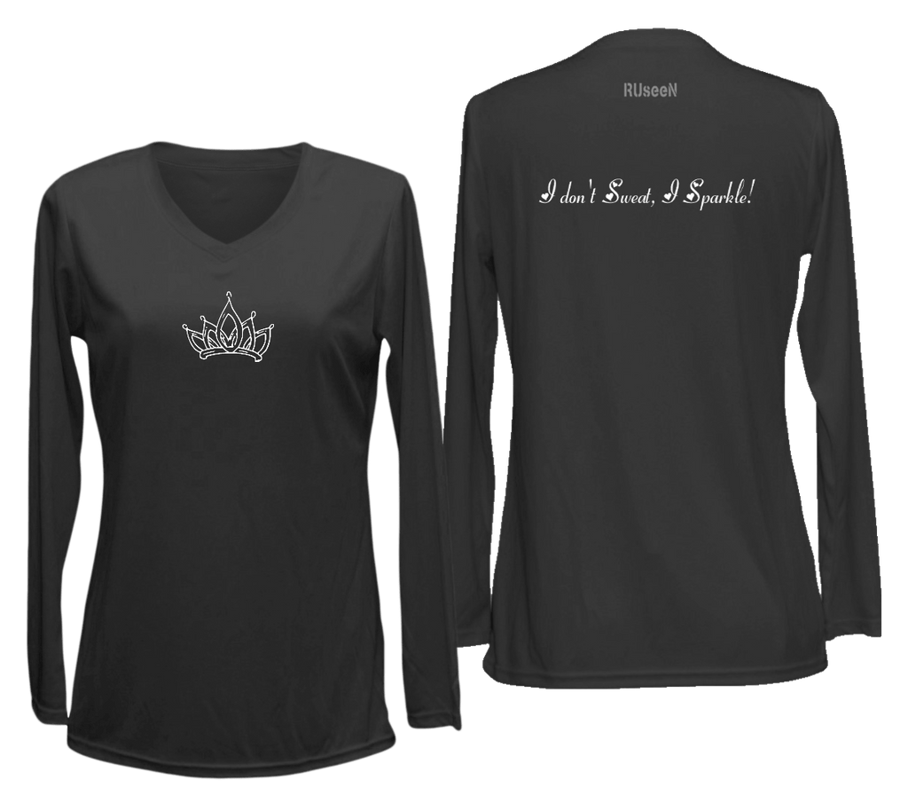 Women's Reflective Long Sleeve Shirt - Sparkle - Front & Back - Black