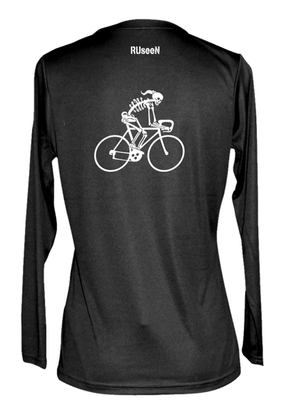 Women's Reflective Long Sleeve Shirt - Road Bike Skeleton