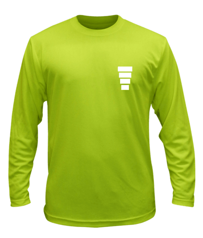 Unisex Reflective Long Sleeve Shirt - Block - Front - Lime Yellow