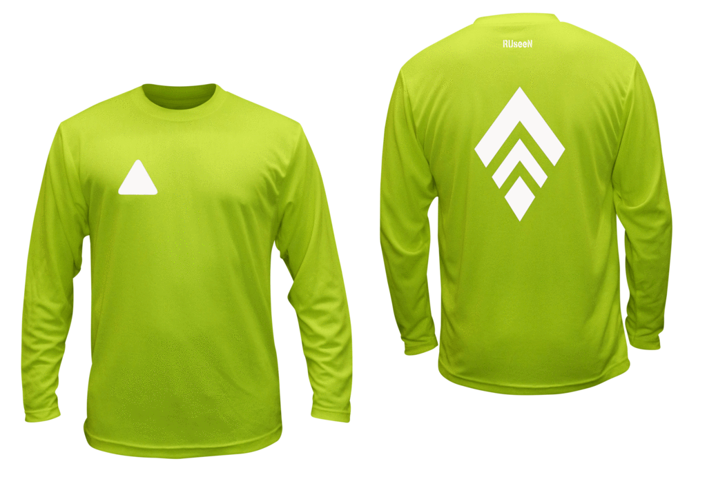 Unisex Reflective Long Sleeve Shirt - Broken Diamond - Front & Back - Lime Yellow