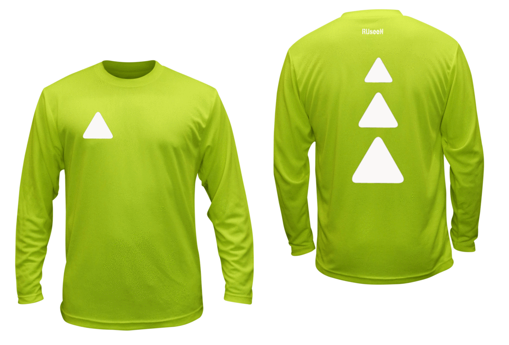 Unisex Reflective Long Sleeve Shirt - Triangles - Front & Back - Lime Yellow