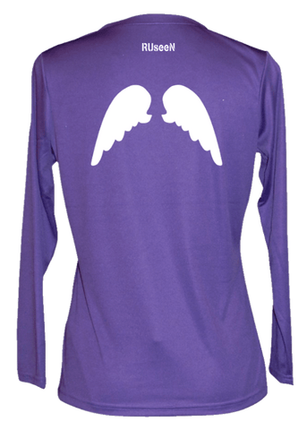 Women's Reflective Long Sleeve Shirt - Wings - Back - Dark Purple