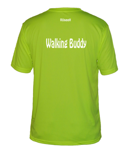 Men's Reflective Short Sleeve Shirt - Walking Buddy - Back - Lime Yellow