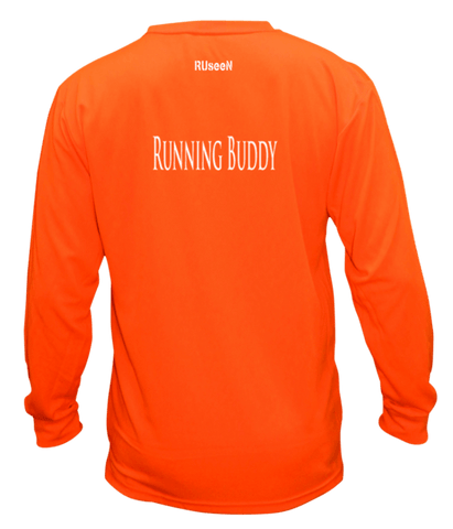 Unisex Reflective Long Sleeve Shirt - Running Buddy - Back - Orange