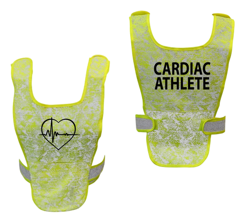 Reflective Running Vest - Cardiac Athlete - Front & Back - Lime Yellow