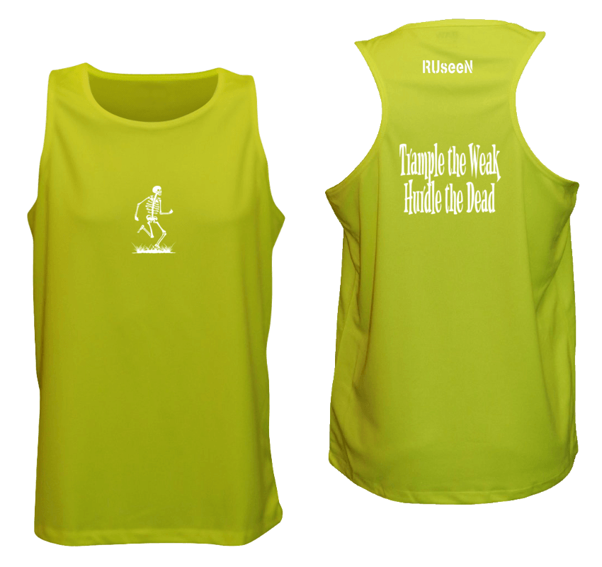 Men's Reflective Tank - Trample the Weak - Front & Back - Lime Yellow