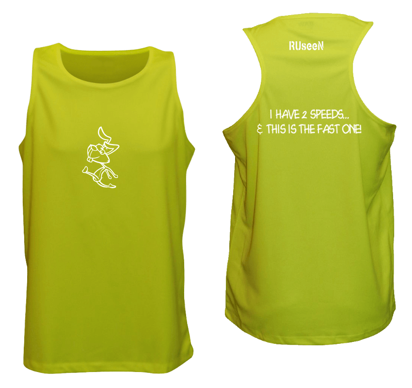 Men's Reflective Tank - 2 Speeds Rabbit - Front & Back - Lime Yellow