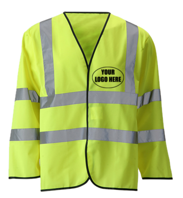 Reflective Long Sleeve ANSI Class 3 Vest With Custom Logo - Front - Safety Yellow