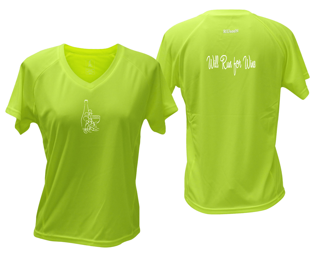 Women's Reflective Short Sleeve Shirt – Will Run for Wine