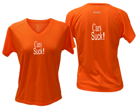 Women's Reflective Short Sleeve Shirt - Cars Suck