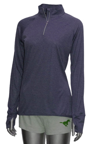 Women's Reflective Long Sleeve Quarter Zip Shirt - Choose your design Purple
