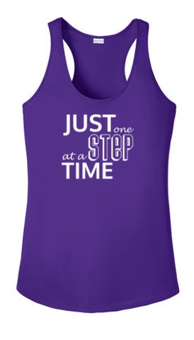 Women's Reflective Tank Top - Just One Step at a Time - Dark Purple Front