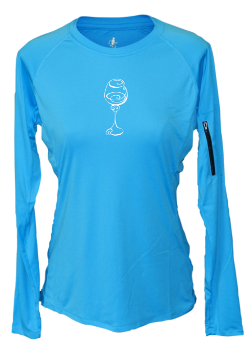 Women's Reflective Long Sleeve Shirt - Better Be Wine Bright Blue / XS