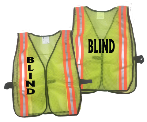 Reflective Mesh Vest - Lime Yellow with Orange Stripes - BLIND