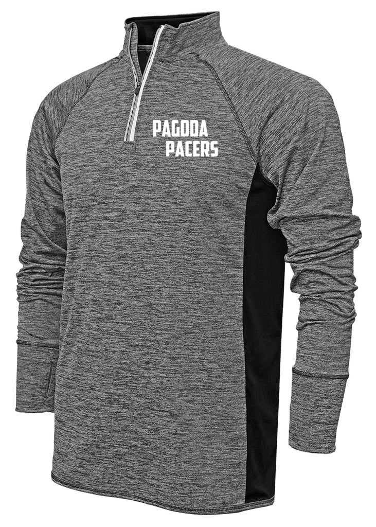 Men's Reflective Quarter Zip - Clubs - Pagoda Pacers - Black Heather - Front