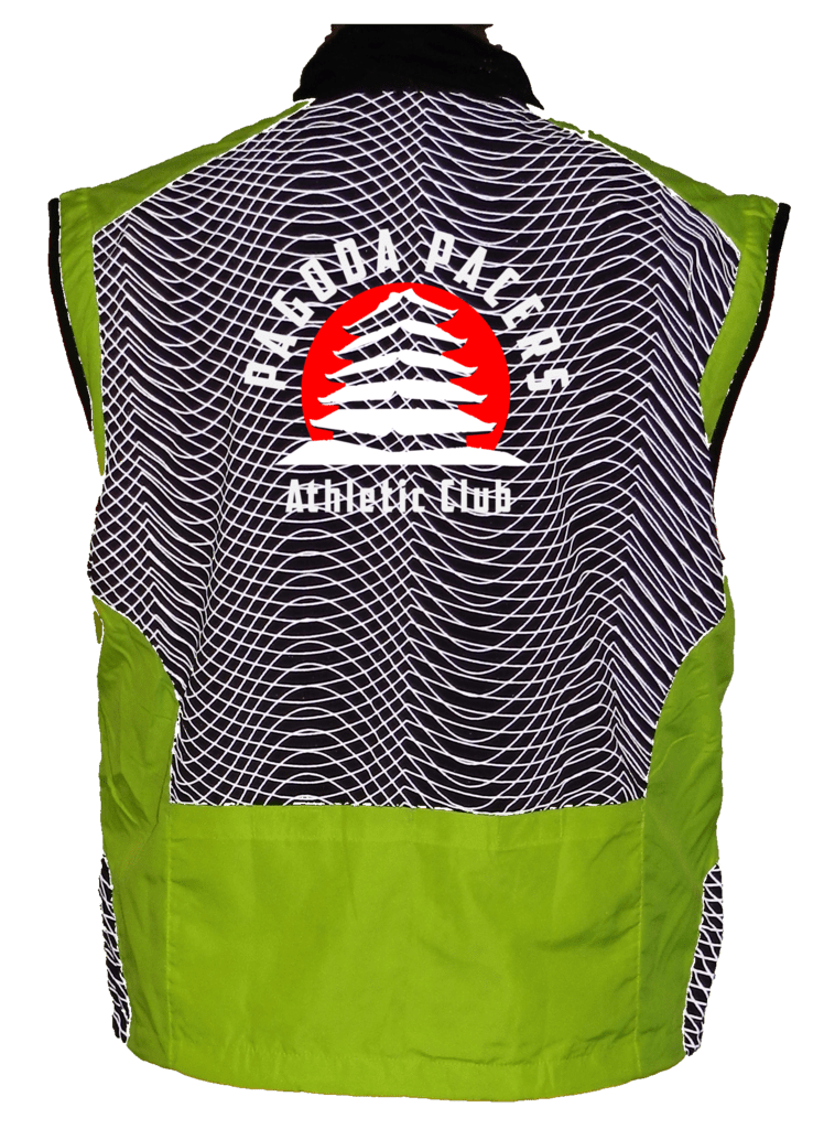 Reflective Tech Vest – Reading Pagoda Pacers - Back - Lime Yellow