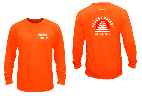Unisex Reflective Long Sleeve – Reading Pagoda Pacers - Front & Back - Orange