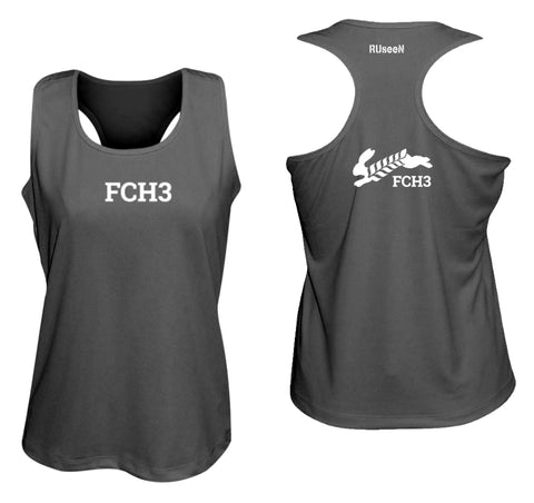 WOMEN'S REFLECTIVE TANK TOP - FCH3 - FLOUR CITY H3 - Design 3 - Front & Back - Black