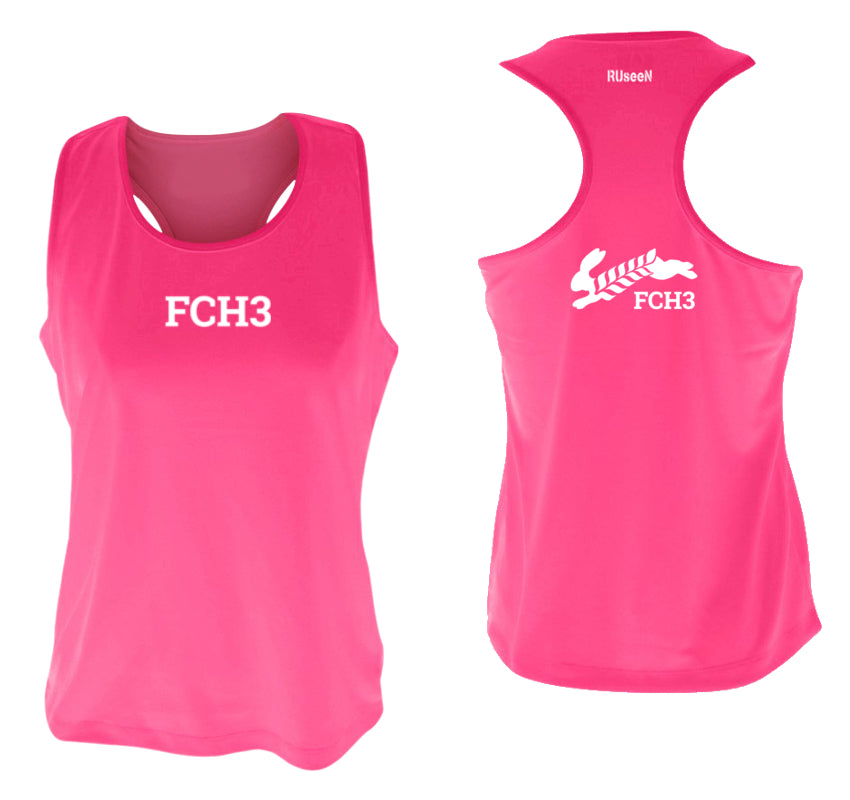 WOMEN'S REFLECTIVE TANK TOP - FCH3 - FLOUR CITY H3 - Design 3 - Front & Back - Neon Pink
