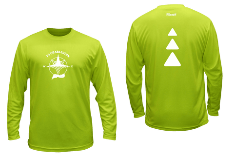 Men's Reflective Long Sleeve - Charleston F3 - Lime Yellow - Front & Back