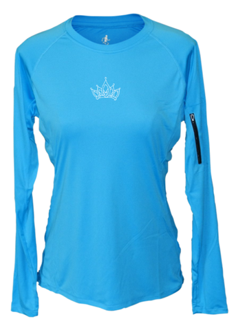 WOMEN'S REFLECTIVE LONG SLEEVE CREW NECK – SPARKLE – Front - Bright Blue