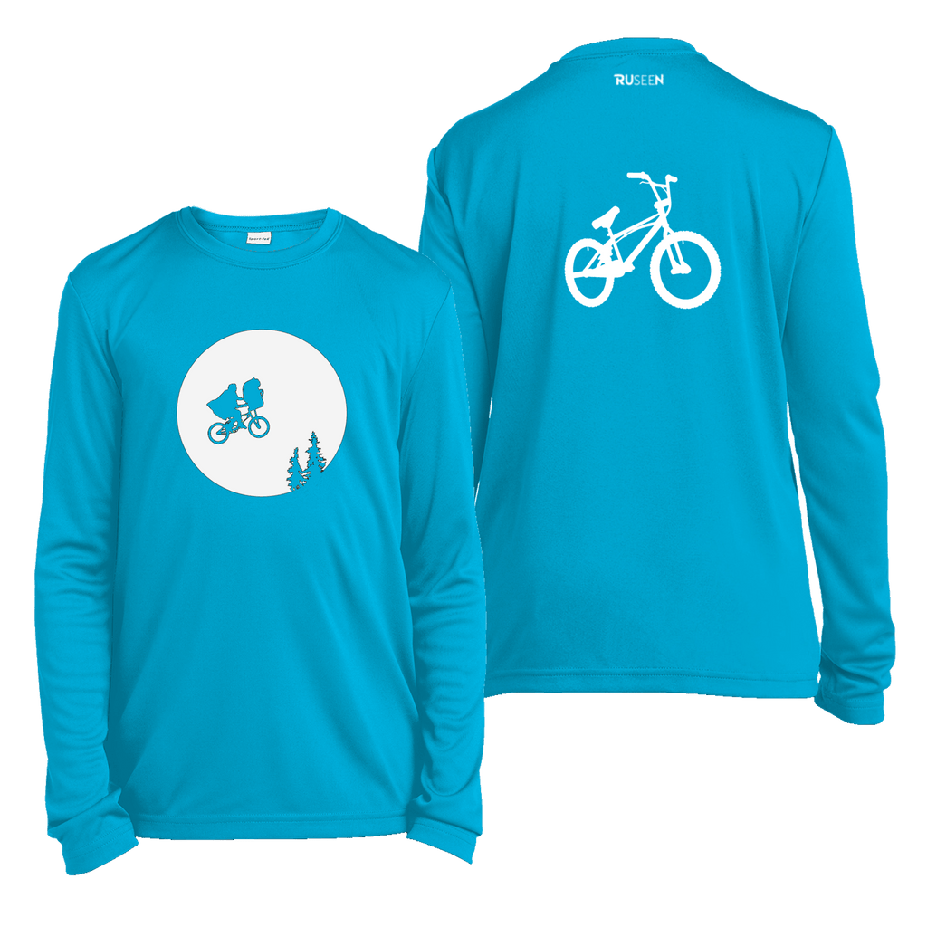 Kids Reflective Long Sleeve Shirt - Retro Bike - Atomic Blue