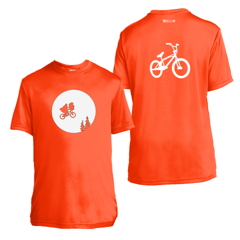 Kids Reflective Short Sleeve Shirt - Retro Bike - Orange