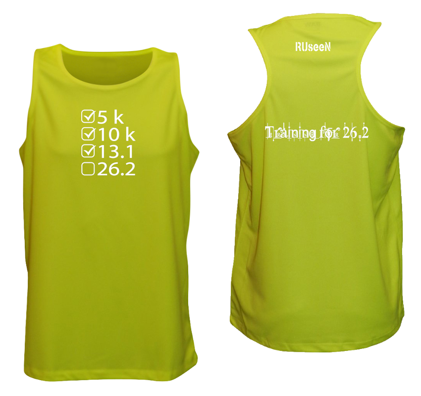 Men's Reflective Tank Top - Training for 26.2 - Front & Back - Lime Yellow