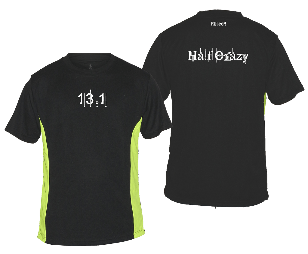 Men's Reflective Short Sleeve - NEW 13.1 Half Crazy - Front & Back - Black & Lime