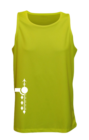 MEN'S REFLECTIVE TANK TOP – PATHS - Front - Lime Yellow