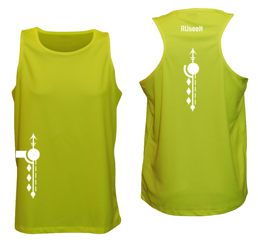 MEN'S REFLECTIVE TANK TOP – PATHS - Front & Back – Lime Yellow