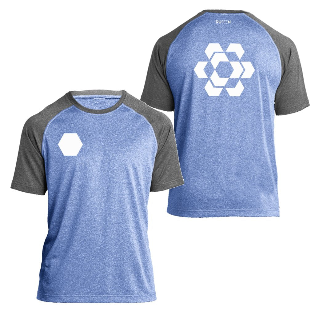 Men's Reflective Short Sleeve Shirt - Fractured Hexagon 2 Tone Royal Gray Heather / XL Men's Reflective Short Sleeve Shirt - Fractured Hexagon 2 Tone Royal Gray Heather / XL