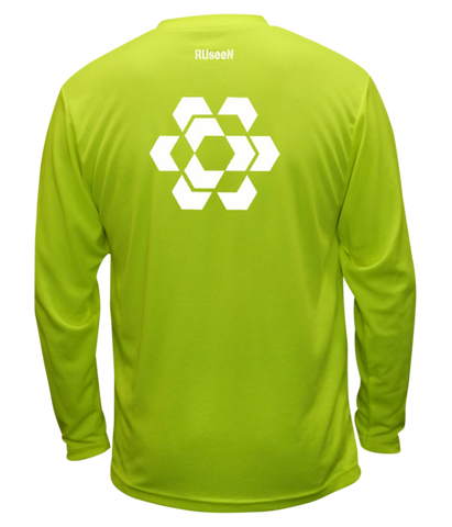 Unisex Reflective Long Sleeve - Fractured Hexagon - Lime Yellow back