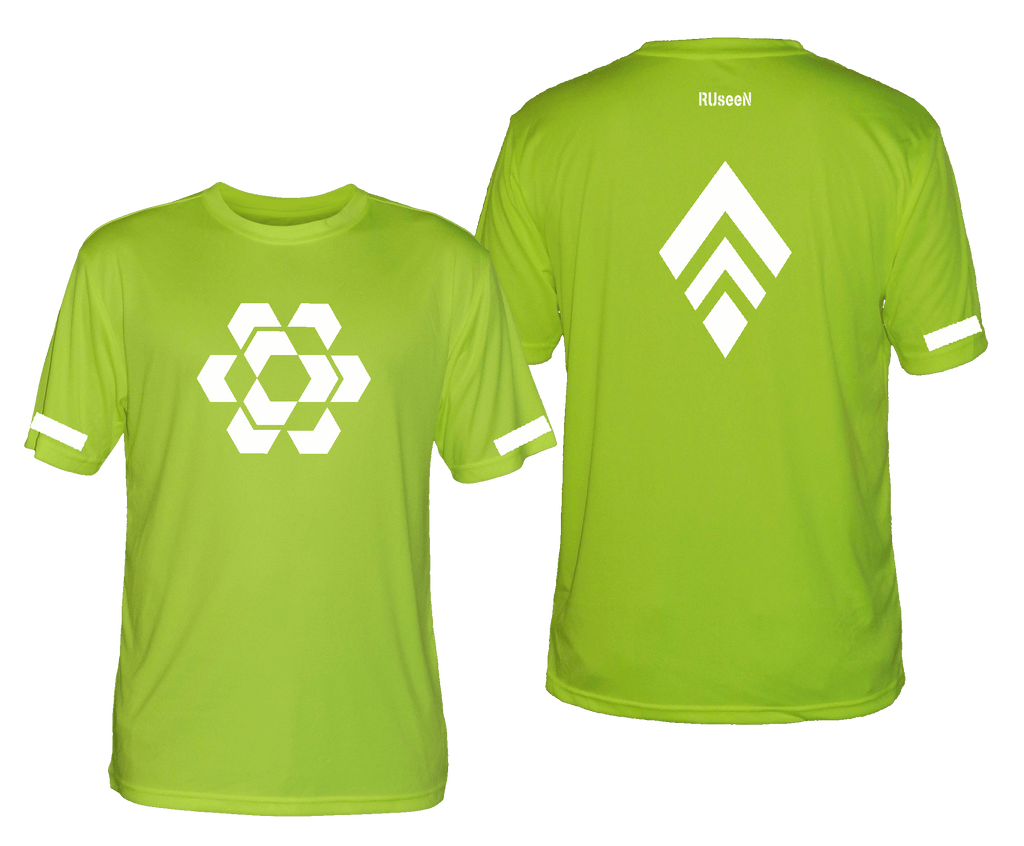 Men's Reflective Short Sleeve - Diamond Hex Combo - Front & Back - Lime Yellow