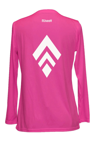 Women's Reflective Long Sleeve Shirt - Broken Diamond - Back - Neon Pink