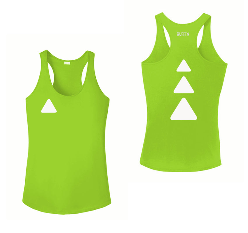 Women's Reflective Tank Top - Triangles - Lime Green