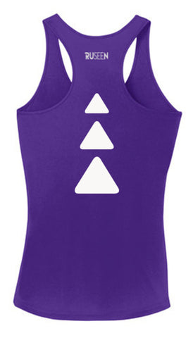 Women's Reflective Tank Top - Triangles - Dark Purple back